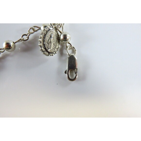 Cable Chain & Ball Link Bracelet 925 Silver Cross Miraculous Medallion Charms - Picture 7 of 8